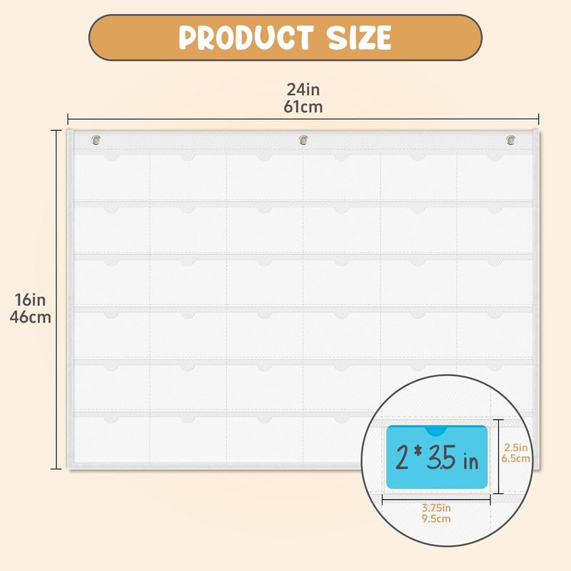 AKAYOK 2'' x 3.5'' Business Card Holder Sleeve - 36-Pocket Card Organizer for Social Security Cards, Credit Cards, IDs & More | Transparent Hanging Pocket Chart for Effortless Organization & Storage - Image 2